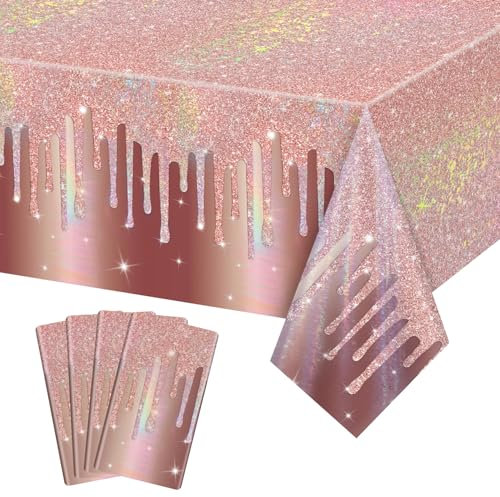 APUXXJUPA Confezione da 4 tovaglie color oro rosa, 130 x 220 cm, per compleanno di ragazze e donne, per 16°, 18°, 21°, 30°, 40° compleanno