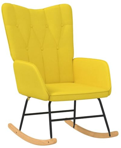 IBUQDDV Lesesessel Schwingsessel Schaukelstuhl Wohnzimmer Schaukelstuhl Senfgelb Stoff für Garten, Schlafzimmer, Wohnzimmer, Ecke, Veranda