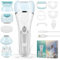 Elektrischer Epilierer für Damen, 6 in 1 Gesicht für Frauen Kabelloser, Wiederaufladbares LED-Display, Wet and Dry Damen Epilierer mit Peelingbürste, Reinigungsbürste, Massagekopf (Blau)