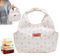 Enbebamd Bolsa de almuerzo Kawaii con flores impresas en londer lonchera de gran capacidad con 2 bolsillos laterales con mango grueso.