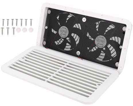 RV Side Vent Lüfter DC12V 4.8W Dual Air Lüftungsventilation Lüfter für RV -Wohnmobilanhänger Caravan Effiziente Auspuffventilator ABS Material 350x186mmmm