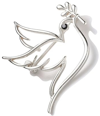 UncleS Elegante ovale Peace-Tauben-Brosche, minimalistisch, hohles Design, Legierung, Schmuck, Vintage-Legierung, Tauben, Pin für Damen und Herren