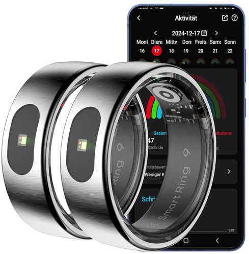 Newgen Medicals Fitness-Smart-Tracker: 2er-Set Fitnesstracker-Ringe, Touch, Herzfrequenz, SpO2, 5 ATM, Gr.70 (Fitness-Gesundheits-Smart-Ringe)