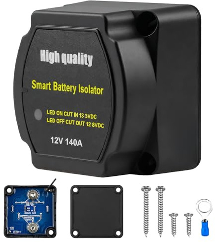 Leikurvo 12V/140A Batterie Trennrelais, Automatisches Batterietrenner, Spannungsgesteuertes Relais, Voltage Sensitive Relay Elektrischer Schalter Trennrelais für Auto, Wohnmobil, Boot