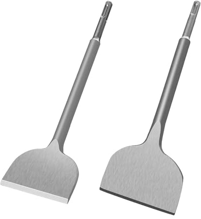 SDS PLUS 2 Stück Meißel-Set, Fliesenmeißel & 15°Abgewinkelter Meißel 75 x 250mm, Hochwertiges 40CR-Stahl SDS PLUS Meißel Set Langlebig & Scharf für Fliesen, Fliesenkleber, Beton, Naturstein, Mauerwerk