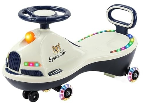 Wiggle Car Load 140 KG Wiggle Scooter With LED Flashing Wheels Flexible Steering Ride On Toys For Outdoor Swing Card(Wei�)