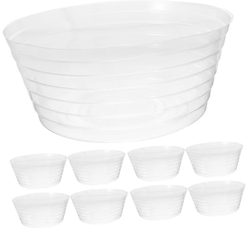 SHERCHPRY 10Pcs Plant Saucer Liners Waterproof Plastic 20Cm Diameter for Indoor Flowerpots No-Hole, Compatible with Straw Basket Planters for Gardening Use