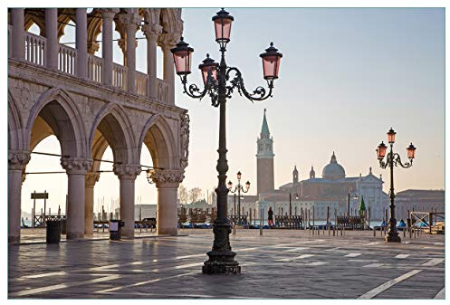 Wallario Küchenrückwand selbstklebend 90 x 60 cm, Motiv: Venedig - Dogenpalast, Markusplatz und San Giorgio Maggiore II | Spritzschutz abwischbar & pflegeleicht