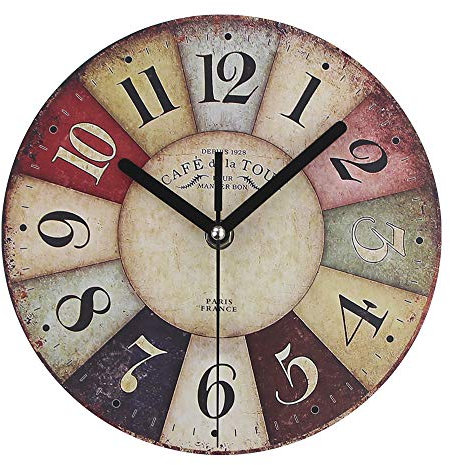 Vintage Wanduhr aus MDF mit lautlosem Uhrwerk - Wanduhr Küchenuhr Design Central Amsterdam ca.s - kein nerviges Ticken