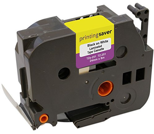 2 Kassetten TZe-251 TZ-251 24mm x 8m Schwarz auf Weiß Schriftband kompatibel für P-Touch Etikettendrucker