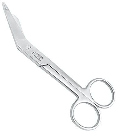 Masako Lister Verbandschere gebogen aus rostfreiem Edelstahl, Schere für Bandagen und Verbände Fußpflege, Listerschere, 14,5 cm