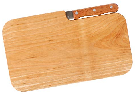 Herz & Heim® Frühstückbrettchen Set mit Messer aus Erlenholz