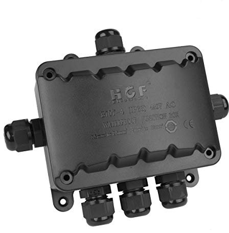 6 Way Larger Junction Box, La Vane IP66 Waterproof 6 Way T Shaped Cable Connector Lighting Connector Electrical External Coupler, M16 Cable Gland Ø 5-10mm