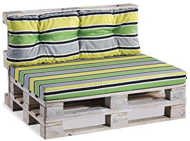 Gutekissen® Palettenkissen Palettenauflagen PPF (Sitzkissen 120x60 glatt, Grün-Grau-Gelb 6)