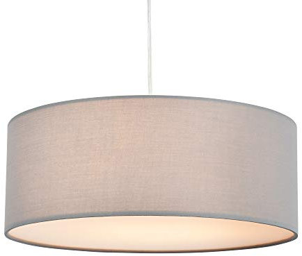 SPARKSOR Pendelleuchte, Deckenleuchte, moderner Stoff-Lampenschirm, großer grauer Trommel-Lampenschirm, rund, für Schlafzimmer, Esszimmer, Wohnzimmer, 3 Glühbirnen, E27 [Energieklasse A ++]