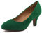Women's Classic Round Toe Pump Kitten Low Heel Shoes, Velvet Green, 5.5 UK