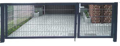 Einfahrtstor Gartentor Tor Hoftor 2-flügelig asymmetrisch Grau RAL 7016 Anthrazit / 350cm x 103cm (BxH) inkl. Pfosten