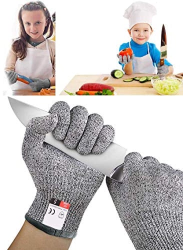 Guantes Anticorte para Niños, Guantes Resistentes a Los Cortes Nivel 5 Seguridad para Cocina Trabajo y Jardín, 1 Par Seguridad Proteccion Guante, Aptos para Uso alimentario (XXS (5-8 años))