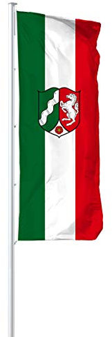 Vispronet® Bundesländerfahne 120x300 cm ✓ in Deutschland produziert ✓ versch. Materialien ✓ Hochformat (Multiflag®, Nordrhein-Westfalen mit Wappen)