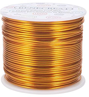 BENECREAT 68m 1.5mm Alambre de Aluminio Dorado Alambre de Bisutería Hilo Metálico para Fabricación de Artesanías Alambre de Manualidad de Aluminio Calibre 15