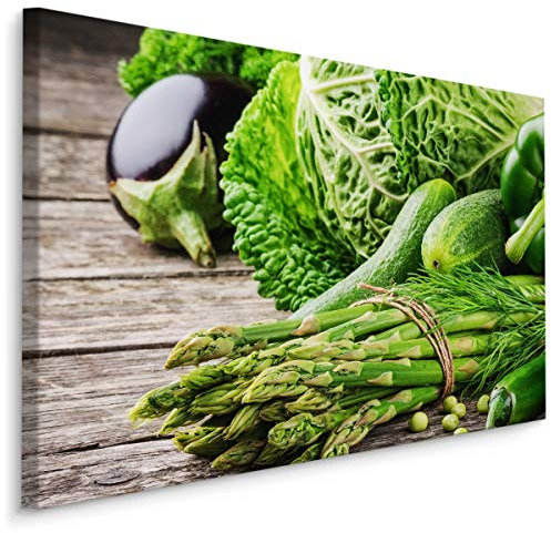 Muralo Leinwandbilder 100x70 Essen Gemüse Salate Leinwand Wandbild Kunstdruck Spargel Zucchini Gurken Paprikas Schlafzimmer Wohnzimmer Wanddekoration Design XXL 759 Br. 100 cm x Hö. 70 cm