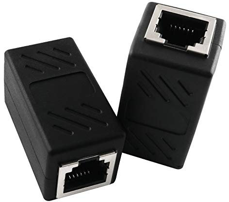 AXLIZER Lot de 2 coupleurs RJ11 6P4C en ligne modulaire femelle vers femelle droit câble d'extension téléphonique coupleur adaptateur jack, noir