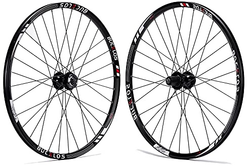 BUCKLOS Mountainbike-Laufradsatz, 66/70/73 cm, Aluminiumlegierung, Felge, 32H-Scheibenbremse, MTB-Radsatz, Schnellentriegelung, schwarz, passend für 7-11-Gang-Kassetten-Fahrrad-Laufradsatz