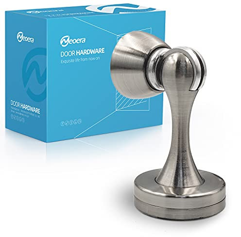 Neoera Magnetic Door Stop(Brushed Nickel Color) Door Stopper Strong Magnetic Door Catch for Hold Door Open, Anti-Rust, Heavy Duty for Various Door Types, Wall & Floor Mount 1Pack
