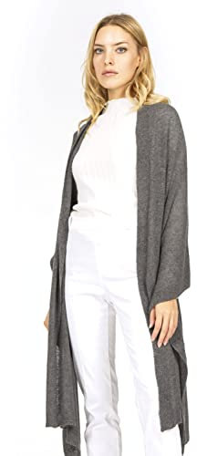 Marine Cashmere - Stola aus Kaschmir-Mischung für Damen, zartes und weiches Kaschmirgarn, MADE IN ITALY (Basalt)
