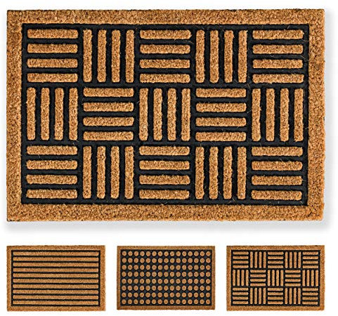 Carpido Fußmatte Kokos Gitter Muster - Fußabstreifer 40x60 cm - Türmatte Innen Bereich - antibakterielle Eingangsmatte - Naturprodukt Kokosborsten