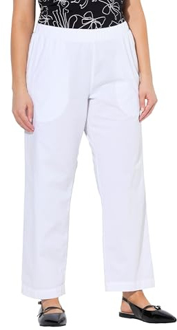 Ulla Popken, Damen, große Größen, 7/8-Chinohose Ruby, Elastikbund, weites, gerades Bein
