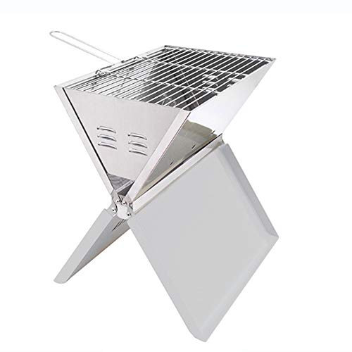 Faltgrill Klappgrill Faltbarer Notebook BBQ Grill, Herausnehmbare Roste, Tragbarer Camping Grill Ofen Klappgrill Gril Garten Draußen Edelstahl