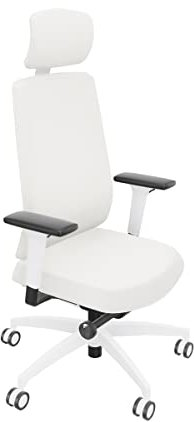 Dauphin Indeed, Bürostuhl, White Edition, verkehrsweißes Gestell, individuell anpassbar (Vollpolster + Nackenstütze, Valencia: Reinweiß)