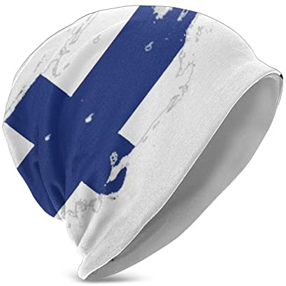 736 Strickmütze Finnland Nationalflaggendruck Schwarz Winter Hüte Atmungsaktivem Damen Herren Beanie Winter Mütze Leichtem Geschenke Laufmützen