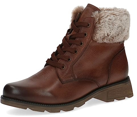 CAPRICE Damen Stiefeletten zum Schnüren mit Blockabsatz Gefüttert, Braun (Cognac Nappa), 38 EU