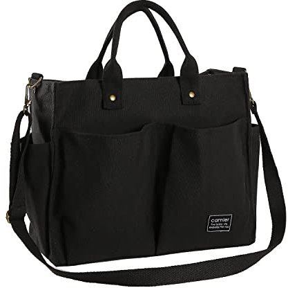BLUEEE CHECKERS Canvas Tasche für Damen,Canvas Umhängetasche Damen, Schultertasche Casual Multifunktionale Crossbody Bag für Schule,Arbeit,Reisen etc (Schwarz#2)