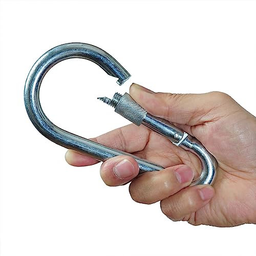 Set di 2 grandi ganci moschettone a scatto con tappo a vite, lunghezza 13 mm x 160 mm, carico di lavoro: 600 kg, per attività sportive e lavori pesanti