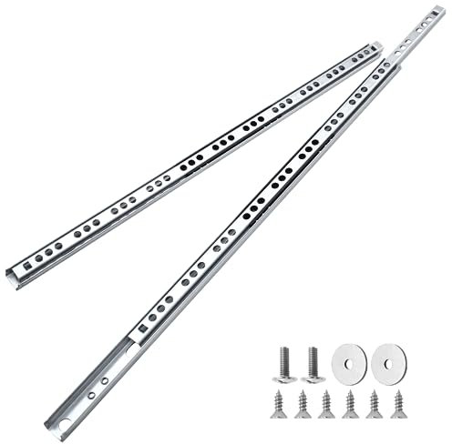 Cjueiom 10 Pack 15 Inch / 374mm Drawer Slides Runners, Silver Ball Bearing Drawer Slides Rail Metal Two Way Slide Track Rail, 17mm Wide Keyboard Tray Runners for Grooved Drawers Cabinet Cupboard