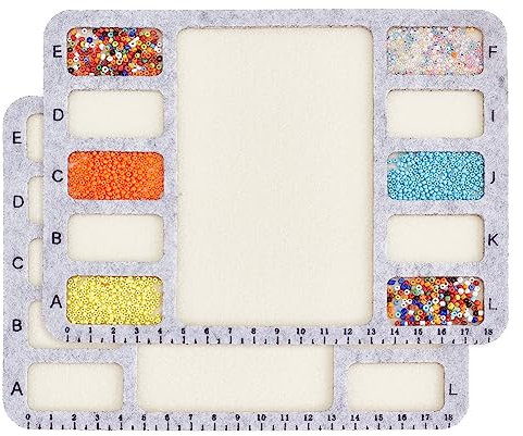 BENECREAT 2Pcs Felt Beading Mat, Rectangle Felt Bead Design Boards with Centimeter Alphabetic Scale Beads Tray Bead Pads for Art Crafts Jewelry Making Beading Supplies, 20x15cm