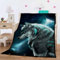 AOXHFNV 3D Wolf Wohndecke 150x200 cm Sofadecke Kuscheldecke Flanell Couchdecke blau Wolf Fleecedecke Geeignet für Bett oder Sofa (Wolf 1)