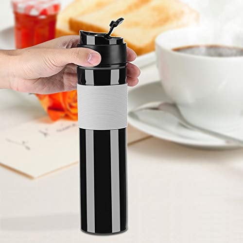 Mini Cafetière à Expresso Portable de 350 Ml, Cafetière de Voyage, Machine à café à Pression Portative, Cafetière Manuelle Compacte pour la Maison, le Bureau, les Voyages en (Noir)