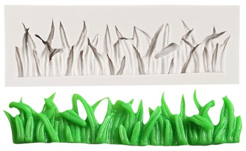 QDMOLDS Silikonform in Grasform, Zaun, grünes Gras, Fondant, Spitzenformen für Schokolade, Kuchendekoration, Cupcake-Topper, Süßigkeiten, Polymerton, Gummipaste