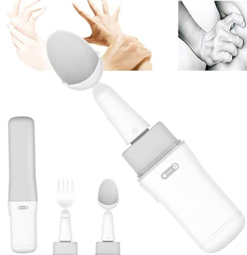Juego de cubiertos para pacientes de Parkinson, cuchara portátil inteligente, cuchara antivibración, utensilios adaptativos, cuchara para Parkinson, con soporte para temblores en tiempo real