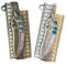 Tom's Wheezes Vintage-Feuerzeughülle für Mini-Bic-Feuerzeug J5, 2 Stück, Metallblatt-Muster, Feuerzeug-Halter-Abdeckung (Bonze und Silber)