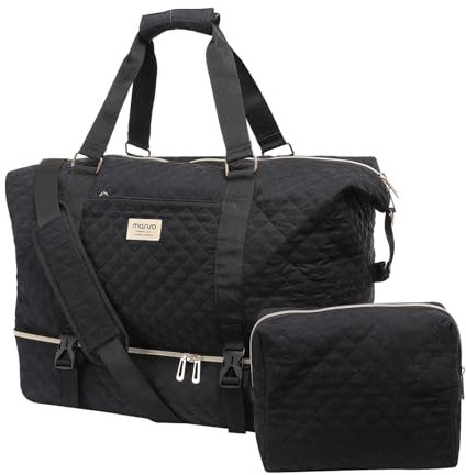MOSISO Reisetasche für Frauen, Sporttasche Duffel Bag mit Ablagefach für Schuhe, Weekender Übernachten Tragetasche, Workout Gepäck Tote Tasche für Reise Tanz Yoga, Schwarz