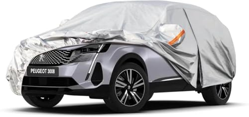 Kayme Autoplane Wasserdicht Atmungsaktiv für Peugeot 3008 (2009-2025), 6 Schichten Vollgarage Autoabdeckung für Regen Sonne Staub Schutz Verkratzt, Autoabdeckung mit Reflektierenden Streifen.