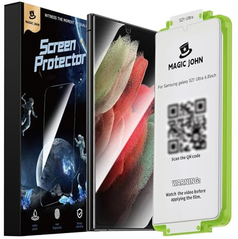 MAGIC JOHN Lot de 2 films de protection d'écran pour Samsung Galaxy S21 Ultra (6,8), film céramique [non verre], compatible avec les empreintes digitales, installation facile, résistant aux chocs,