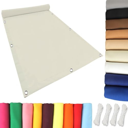 Vela Ombreggiante Impermeabile 4.5 x 8 m Telo Ombra Traspirante, Vela Ombreggiante Antivento Idrorepellente, Anti UV per Serra/Balcone/Cortile/Tetto, Color Crema