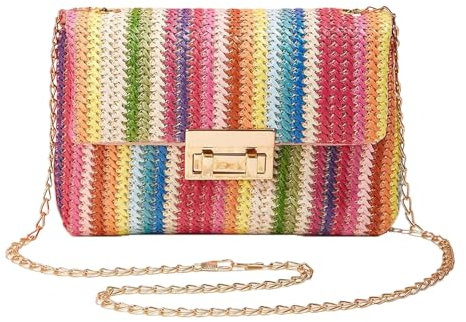 StilvollMao Clutch aus Stroh, bunte Abendtasche für Damen, Bunt