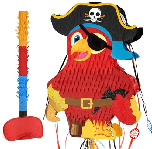 WERNNSAI Piraten Pinata – Piraten Kindergeburtstag Deko Junge Piñata mit Augenbinde Schläger Abenteuerparty Piñata Spiel Geburtstagsparty Dekoration